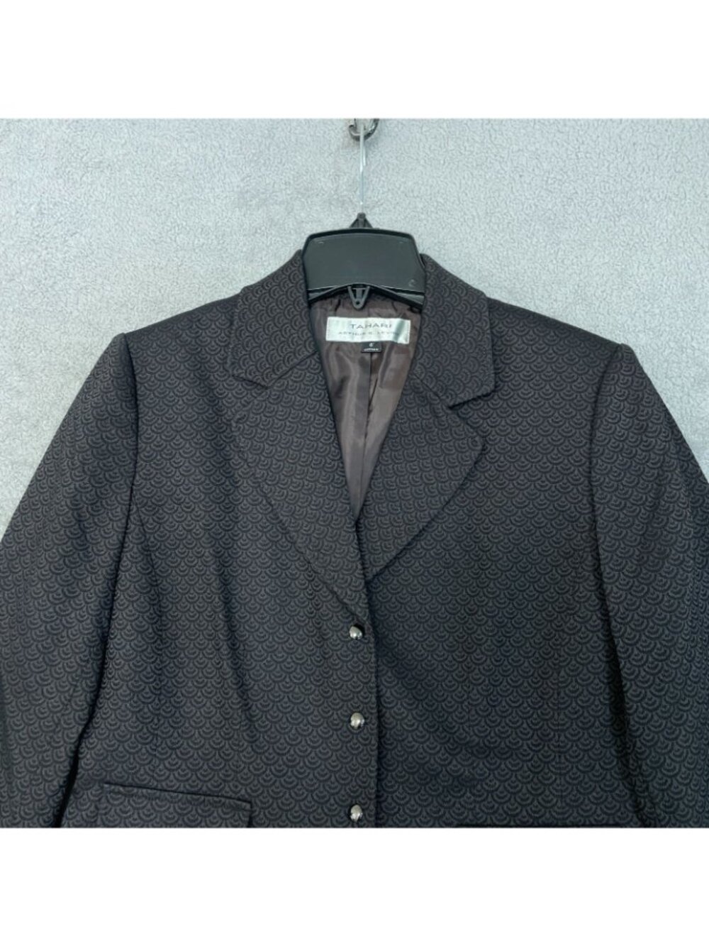 Tahari Arthur S. Levine Women's 6 Textured Black & Brown Blazer P0921 - Picture 8 of 10